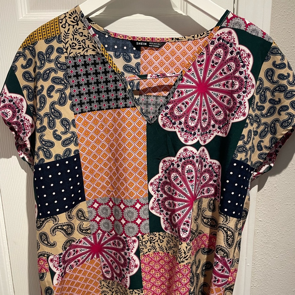 V-neck patchwork top